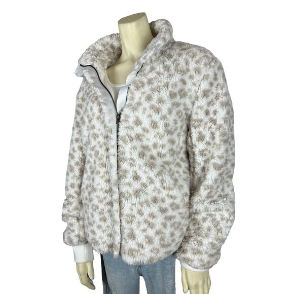 Thread & Supply Teddy Bear Coat Jacket Leopard Print Fluffy Cozy Soft S Small - Picture 2 of 9